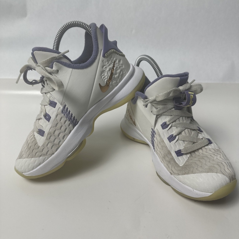 Size 4Y - Nike LeBron Witness 5 Summit White Metallic Bronze 2021